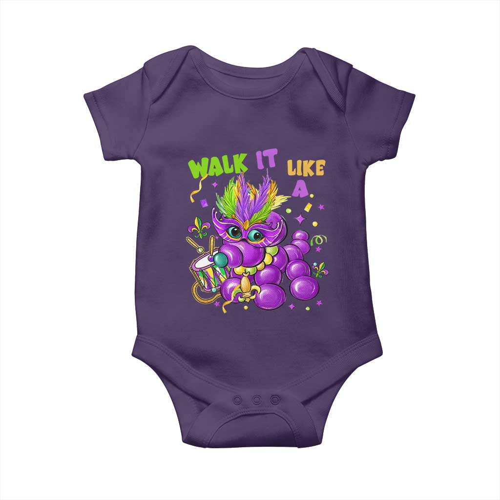 Funny Mardi Gras Baby Onesie Walk it Like a Dog Louisiana Fleur De Lis TS10 Purple Print Your Wear