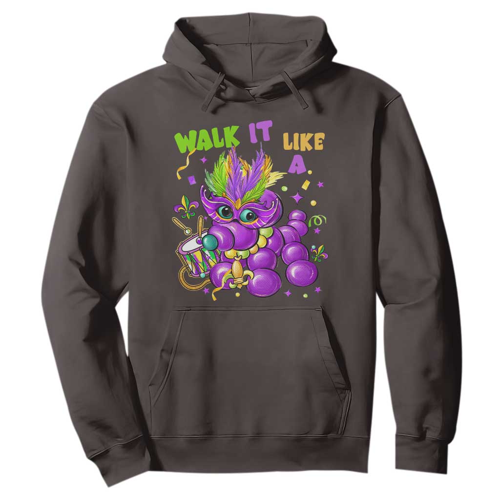 Funny Mardi Gras Hoodie Walk it Like a Dog Louisiana Fleur De Lis TS10 Dark Chocolate Print Your Wear