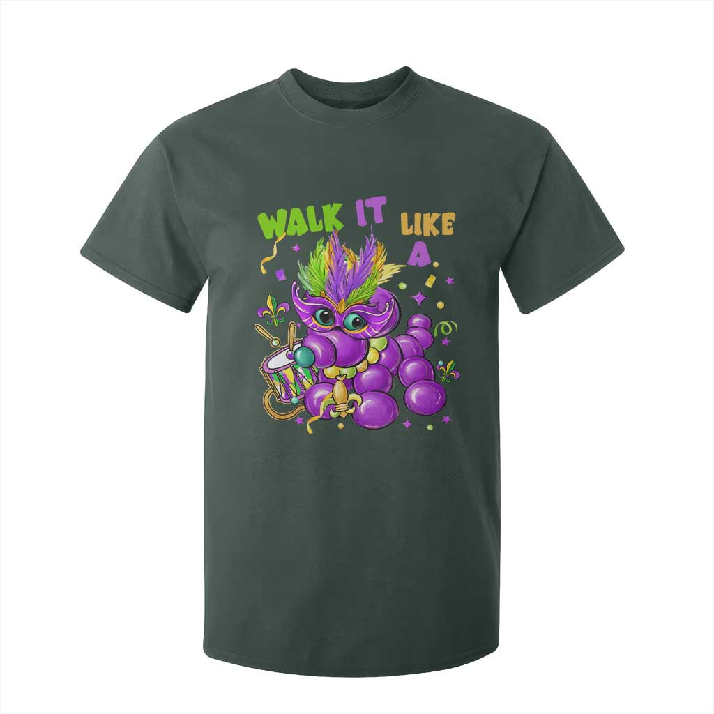 Funny Mardi Gras T Shirt For Kid Walk it Like a Dog Louisiana Fleur De Lis TS10 Dark Forest Green Print Your Wear