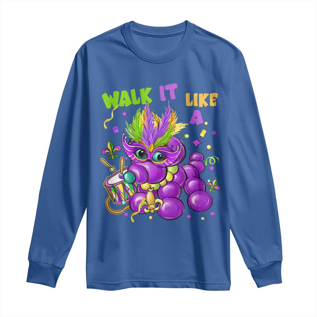 Funny Mardi Gras Long Sleeve Shirt Walk it Like a Dog Louisiana Fleur De Lis TS10 Royal Blue Print Your Wear