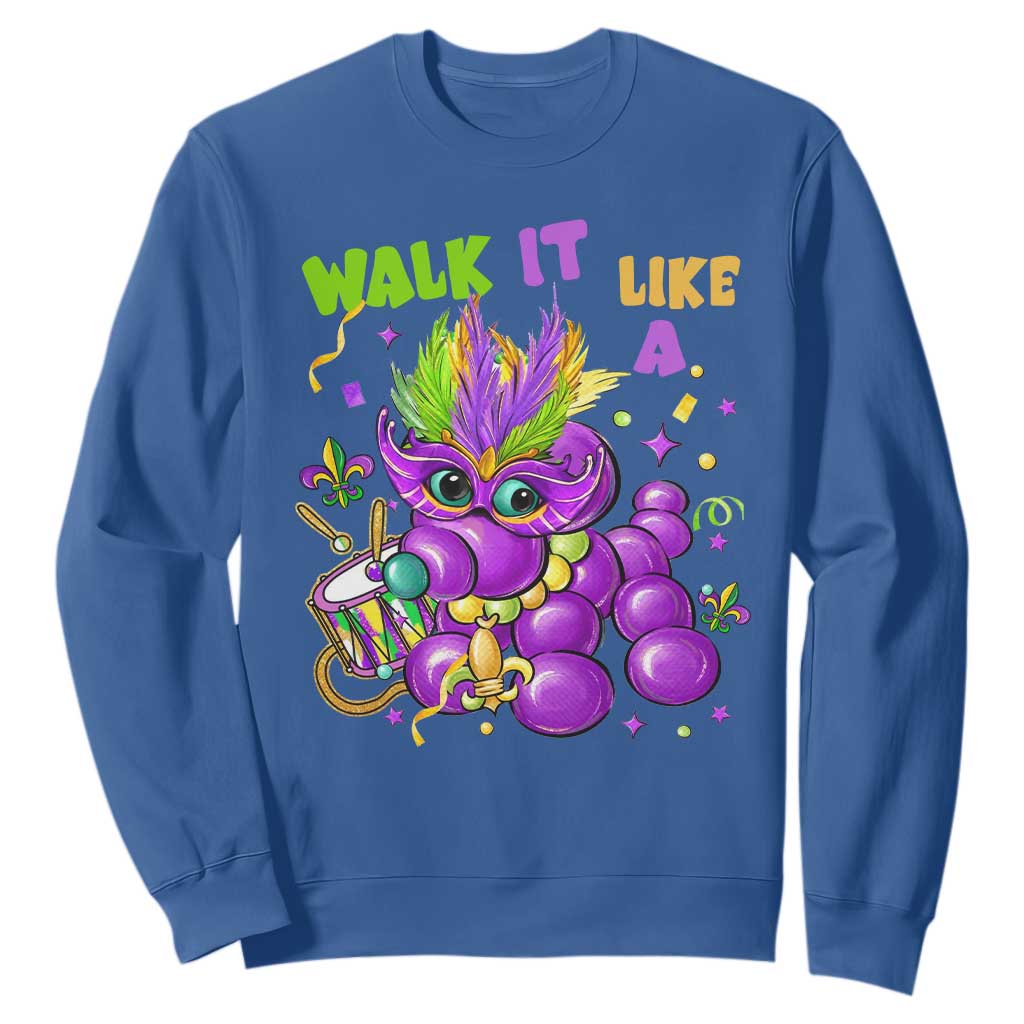 Funny Mardi Gras Sweatshirt Walk it Like a Dog Louisiana Fleur De Lis TS10 Royal Blue Print Your Wear