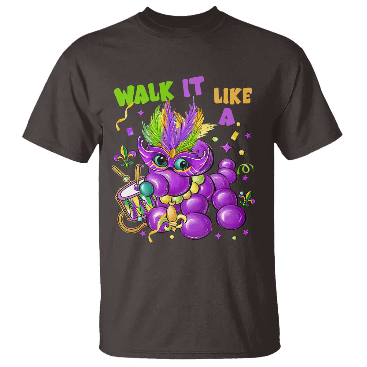 Funny Mardi Gras T Shirt Walk it Like a Dog Louisiana Fleur De Lis TS10 Dark Chocolate Print Your Wear