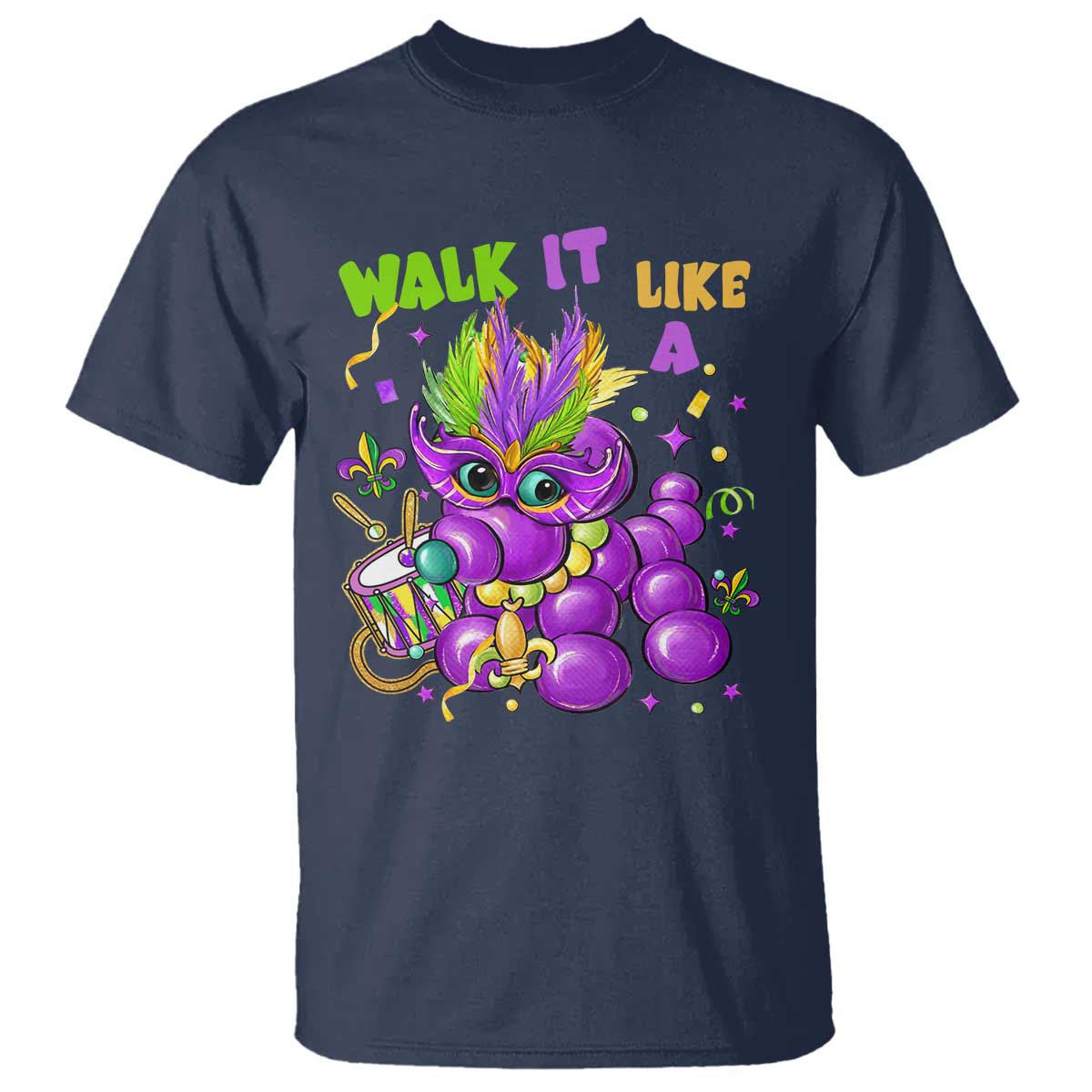 Funny Mardi Gras T Shirt Walk it Like a Dog Louisiana Fleur De Lis TS10 Navy Print Your Wear