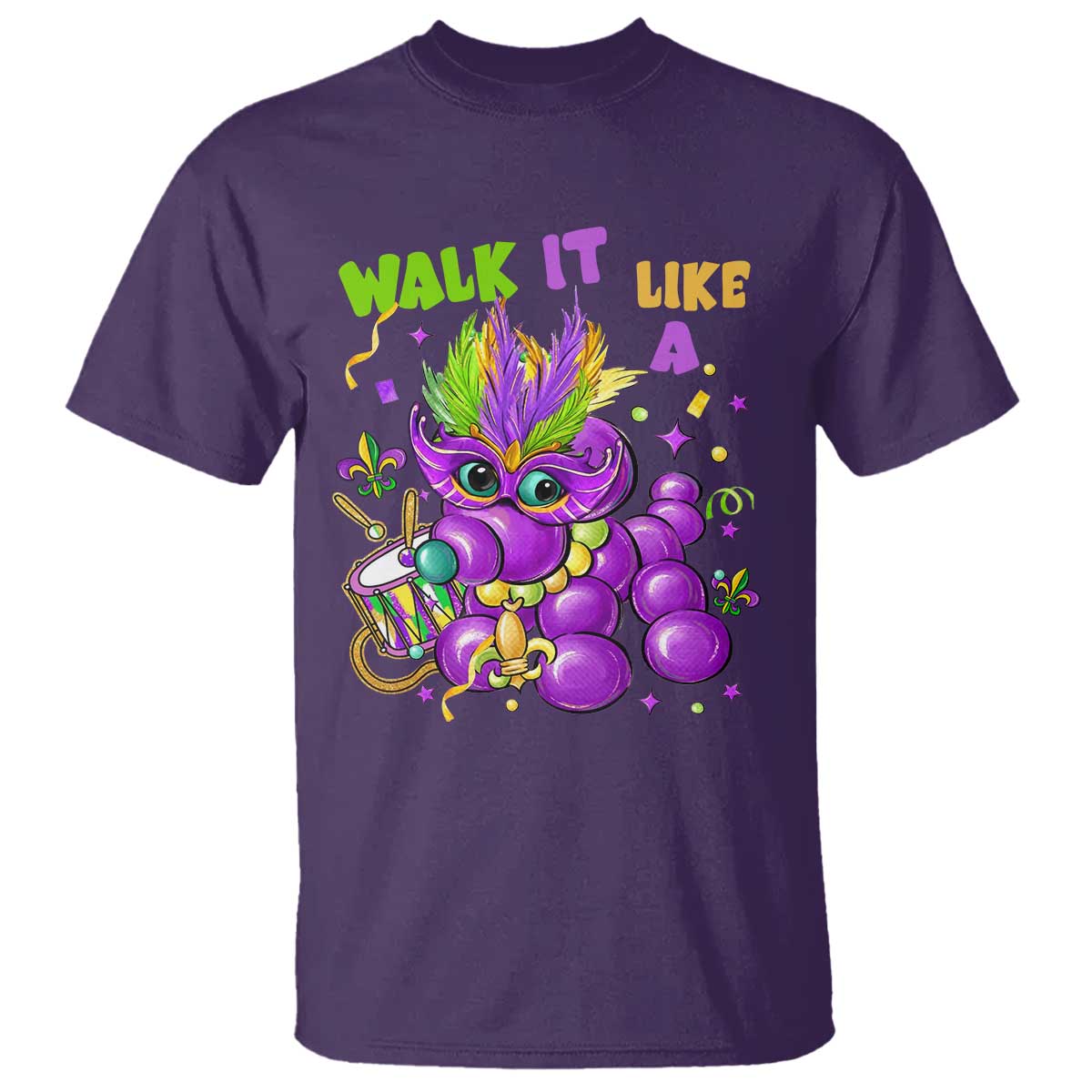 Funny Mardi Gras T Shirt Walk it Like a Dog Louisiana Fleur De Lis TS10 Purple Print Your Wear