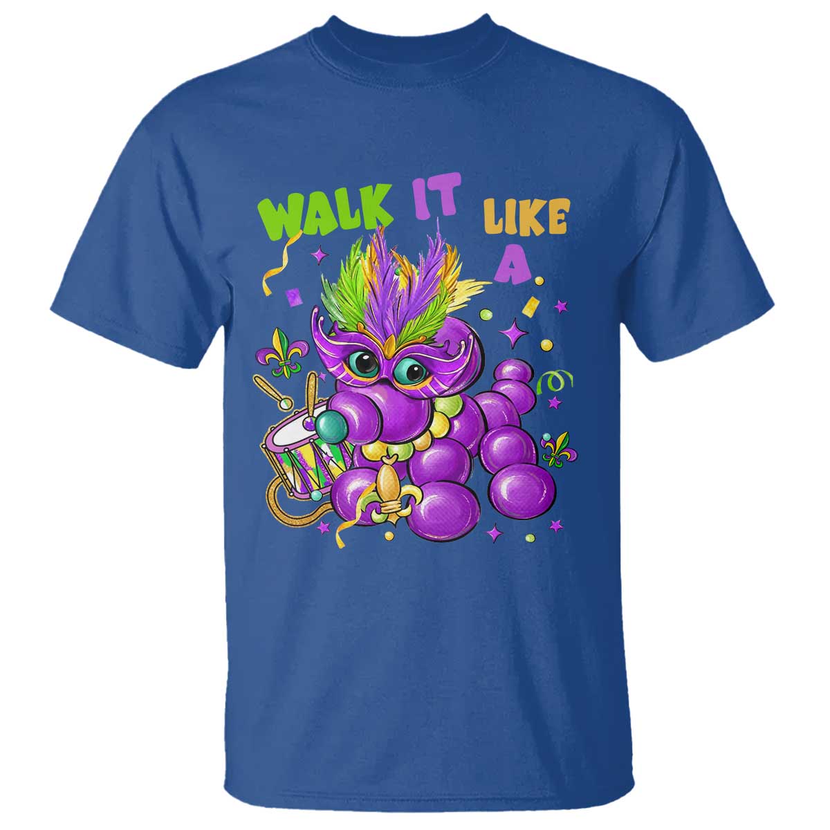 Funny Mardi Gras T Shirt Walk it Like a Dog Louisiana Fleur De Lis TS10 Royal Blue Print Your Wear