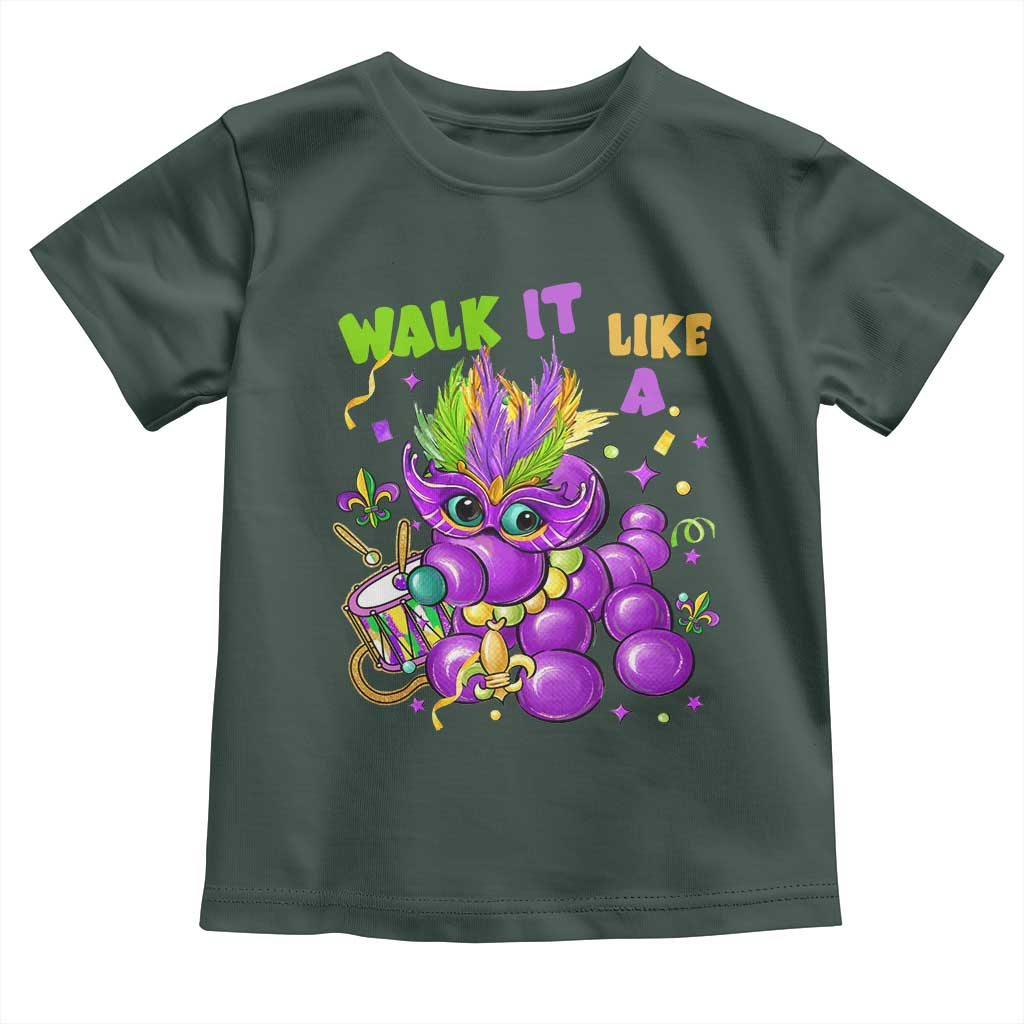 Funny Mardi Gras Toddler T Shirt Walk it Like a Dog Louisiana Fleur De Lis TS10 Dark Forest Green Print Your Wear