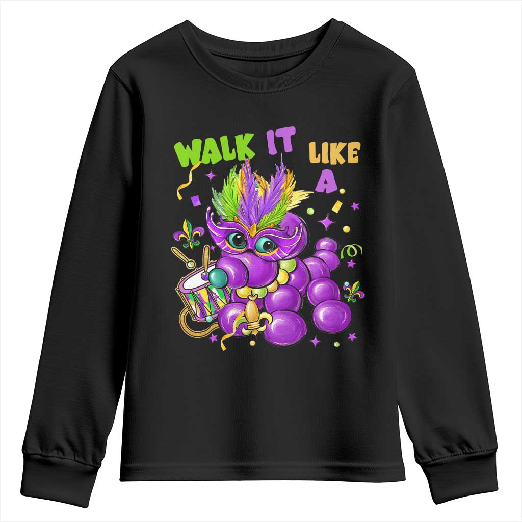 Funny Mardi Gras Youth Sweatshirt Walk it Like a Dog Louisiana Fleur De Lis TS10 Black Print Your Wear