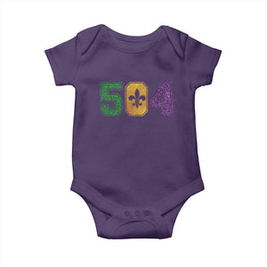 Mardi Gras 504 Nola New Orleans Louisiana Baby Onesie Glitter Print Fleur de Lis TS10 Purple Print Your Wear