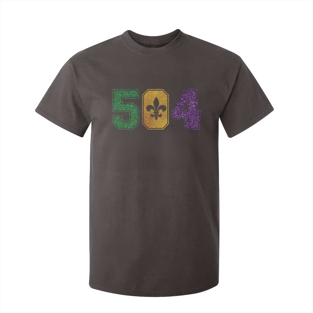 Mardi Gras 504 Nola New Orleans Louisiana T Shirt For Kid Glitter Print Fleur de Lis TS10 Dark Chocolate Print Your Wear