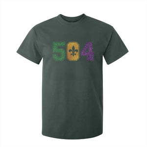Mardi Gras 504 Nola New Orleans Louisiana T Shirt For Kid Glitter Print Fleur de Lis TS10 Dark Forest Green Print Your Wear