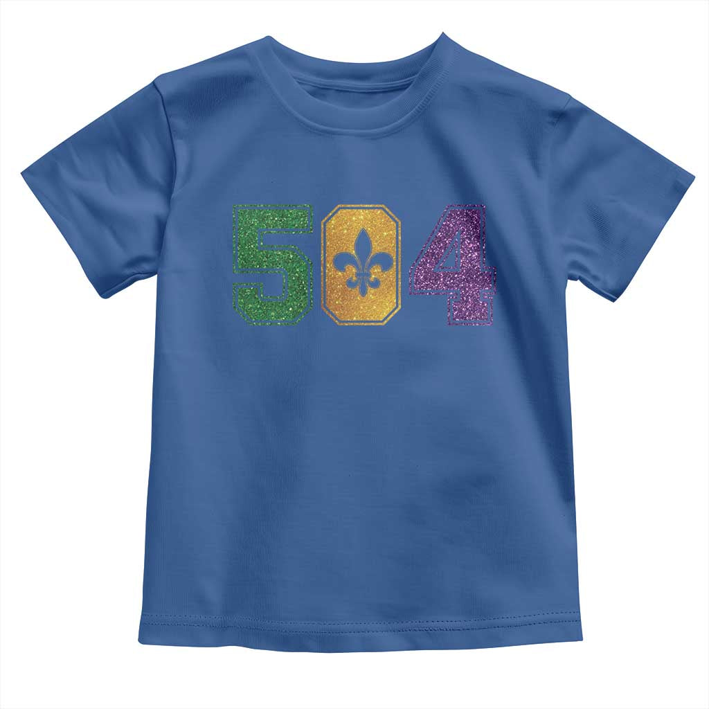 Mardi Gras 504 Nola New Orleans Louisiana Toddler T Shirt Glitter Print Fleur de Lis TS10 Royal Blue Print Your Wear