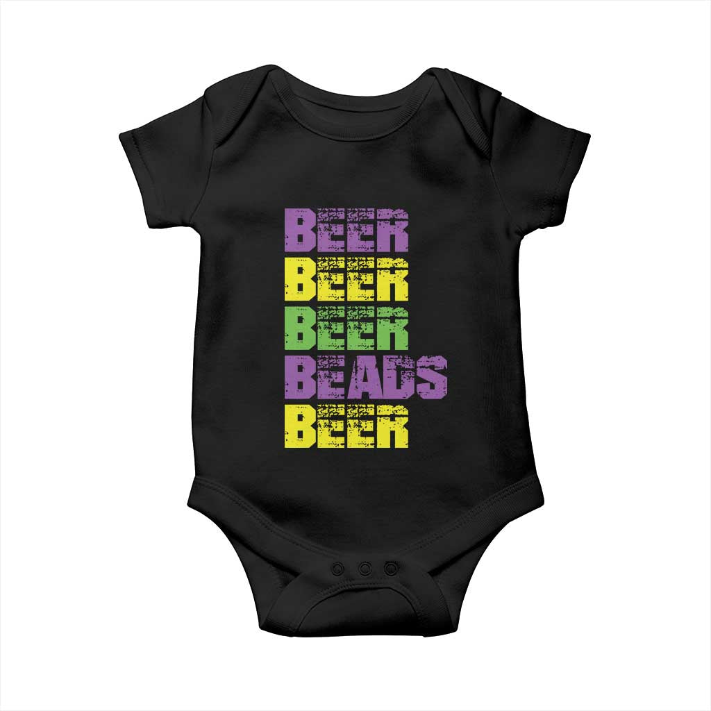 Funny Mardi Gras Baby Onesie Retro Beer Beads Fat Tuesday Festival Celebration TS10 Black Print Your Wear