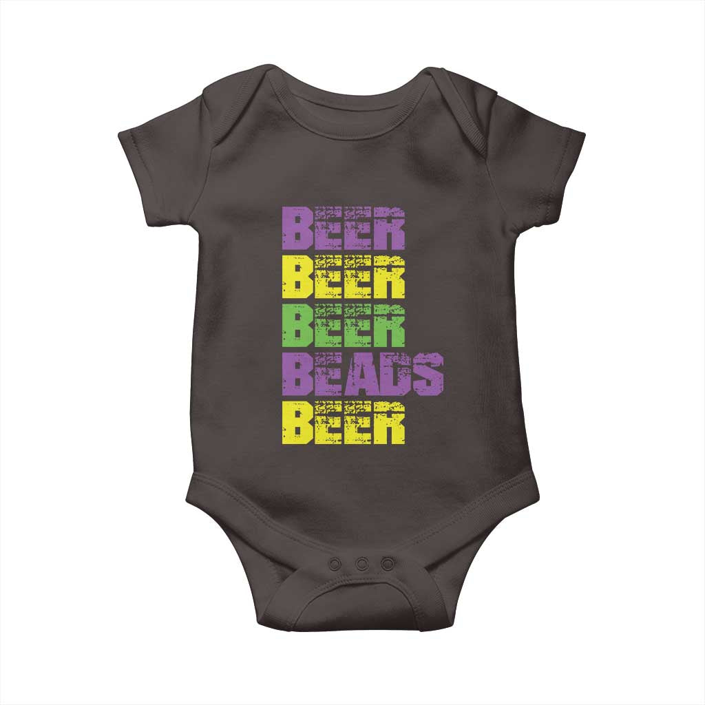 Funny Mardi Gras Baby Onesie Retro Beer Beads Fat Tuesday Festival Celebration TS10 Dark Chocolate Print Your Wear