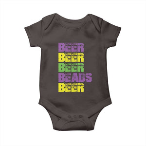 Funny Mardi Gras Baby Onesie Retro Beer Beads Fat Tuesday Festival Celebration TS10 Dark Chocolate Print Your Wear