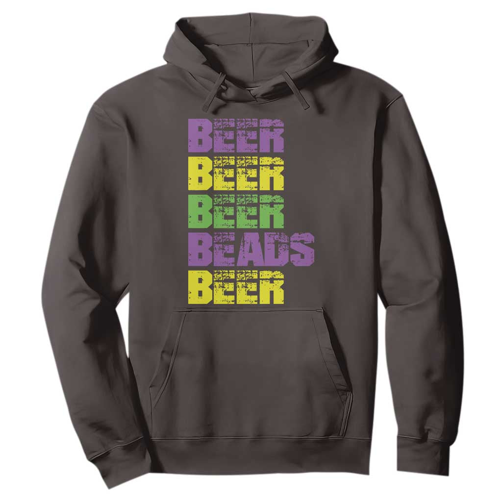 Funny Mardi Gras Hoodie Retro Beer Beads Fat Tuesday Festival Celebration TS10 Dark Chocolate Print Your Wear