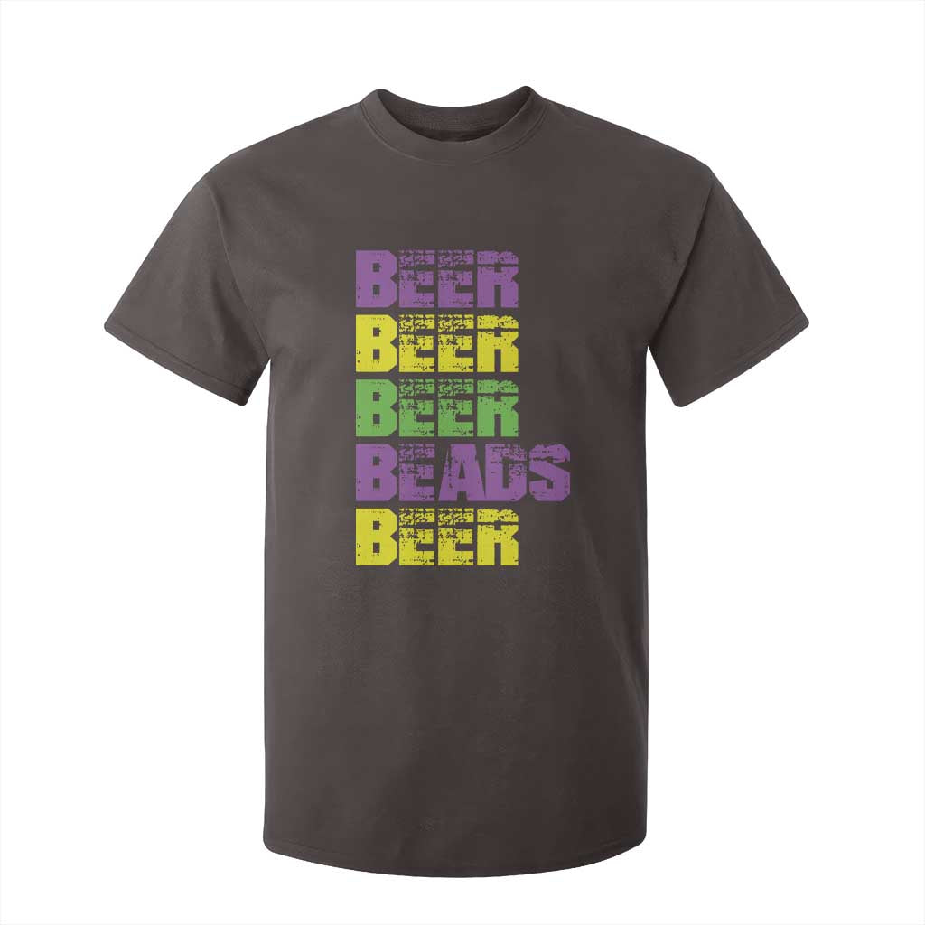 Funny Mardi Gras T Shirt For Kid Retro Beer Beads Fat Tuesday Festival Celebration TS10 Dark Chocolate Print Your Wear