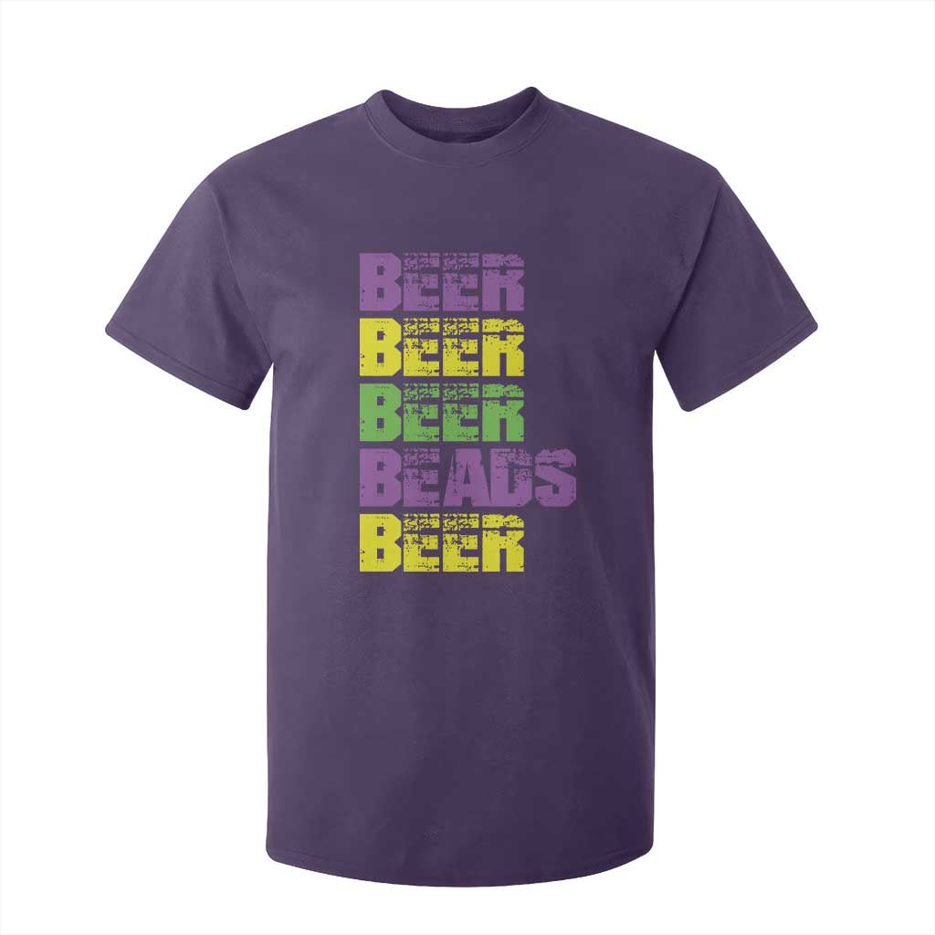 Funny Mardi Gras T Shirt For Kid Retro Beer Beads Fat Tuesday Festival Celebration TS10 Purple Print Your Wear