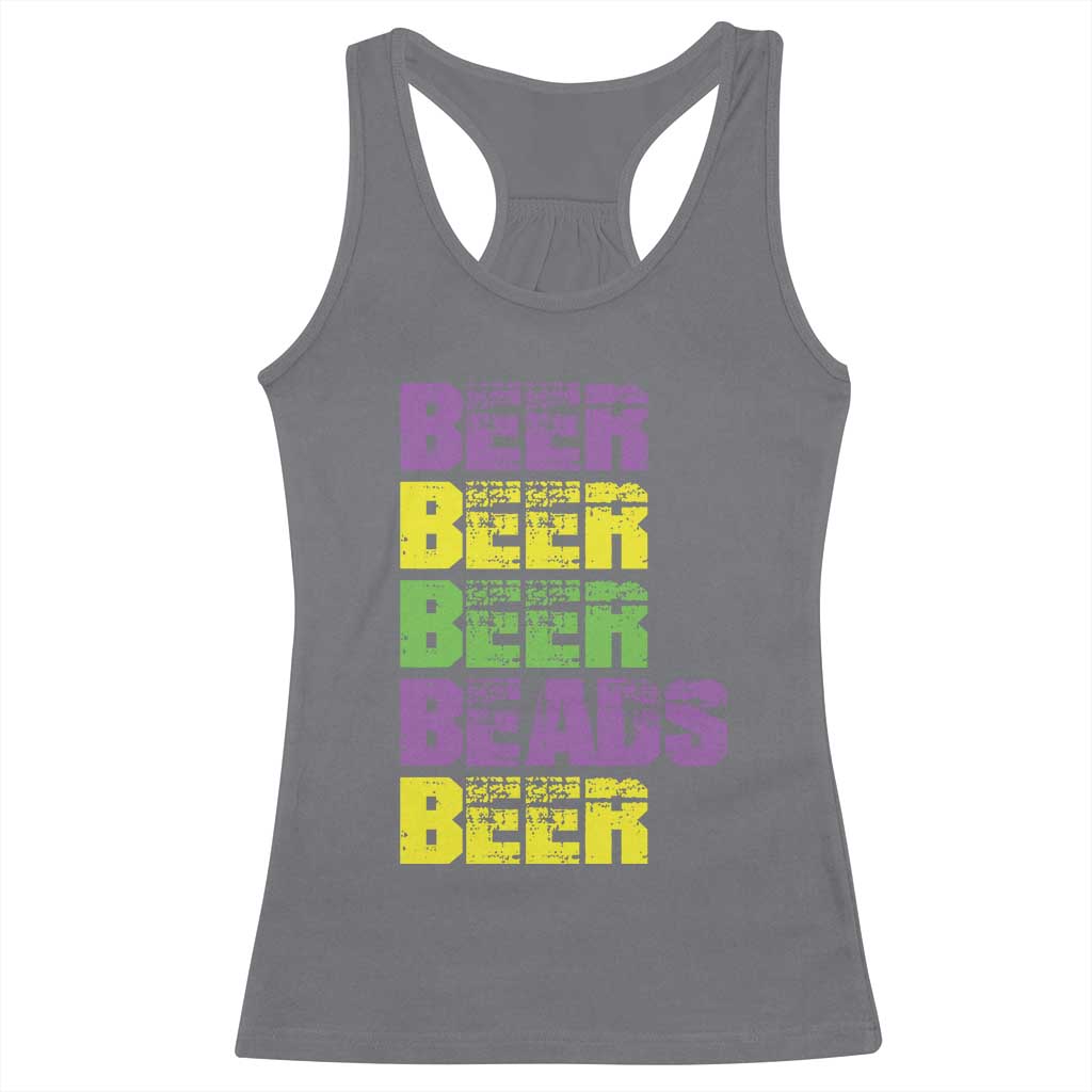Funny Mardi Gras Racerback Tank Top Retro Beer Beads Fat Tuesday Festival Celebration TS10 Charcoal Print Your Wear
