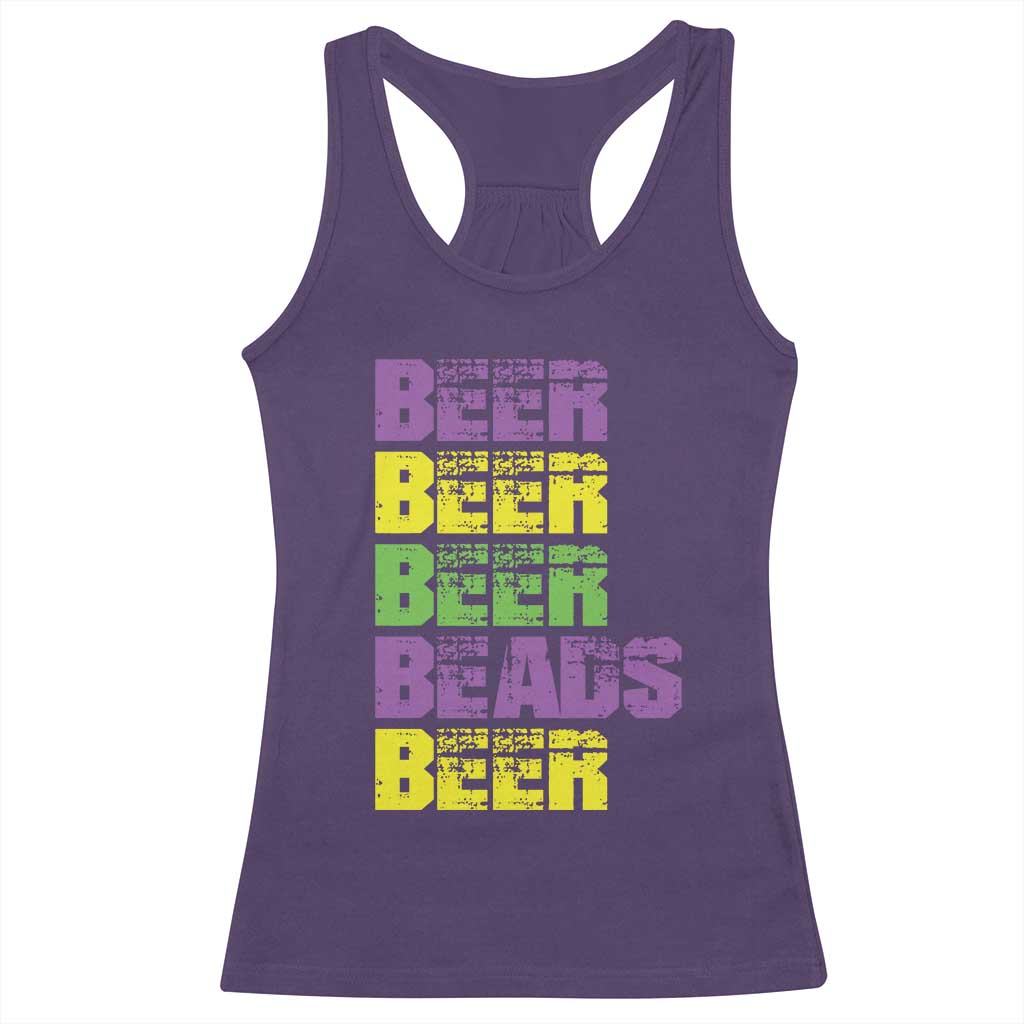 Funny Mardi Gras Racerback Tank Top Retro Beer Beads Fat Tuesday Festival Celebration TS10 Purple Print Your Wear