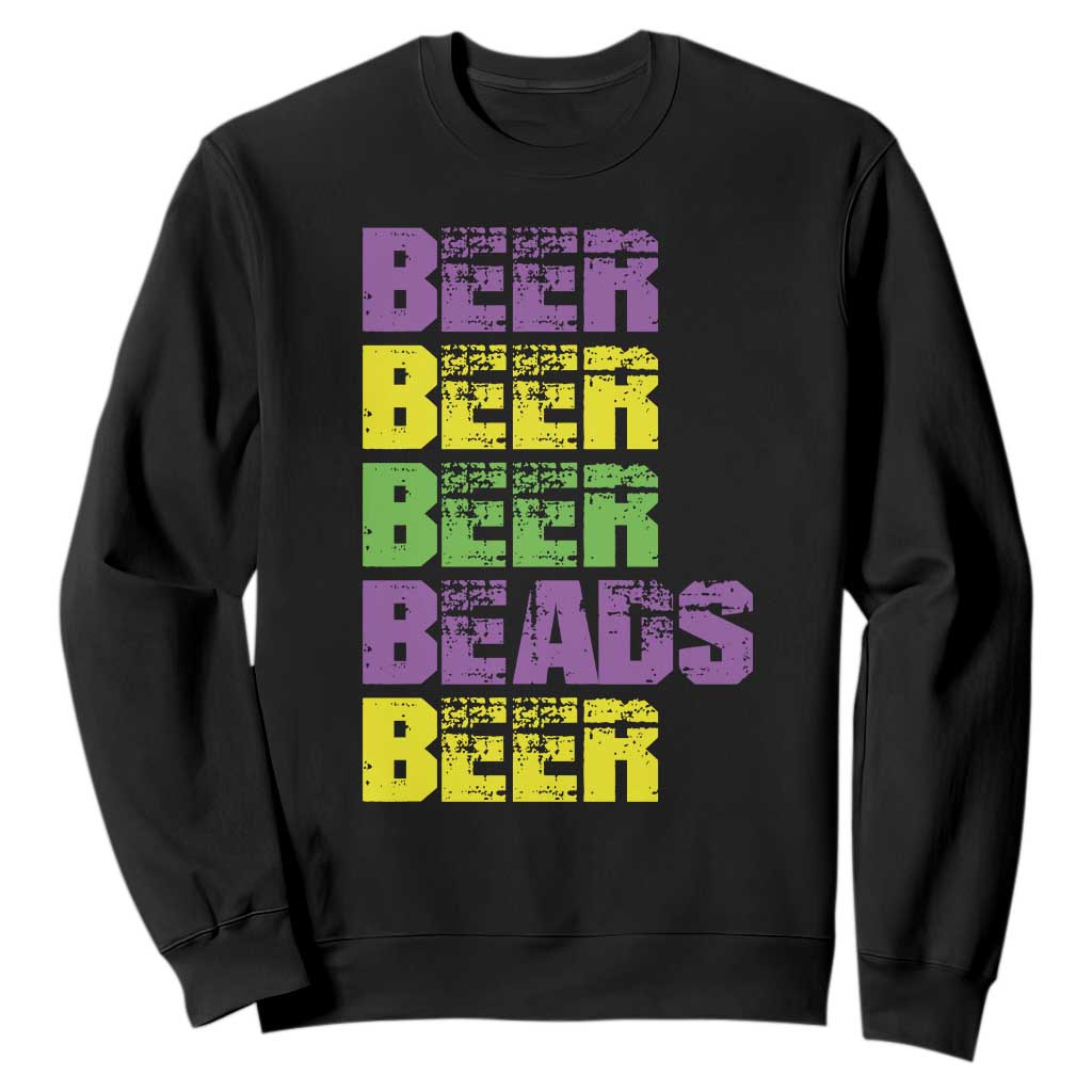 Funny Mardi Gras Sweatshirt Retro Beer Beads Fat Tuesday Festival Celebration TS10 Black Print Your Wear