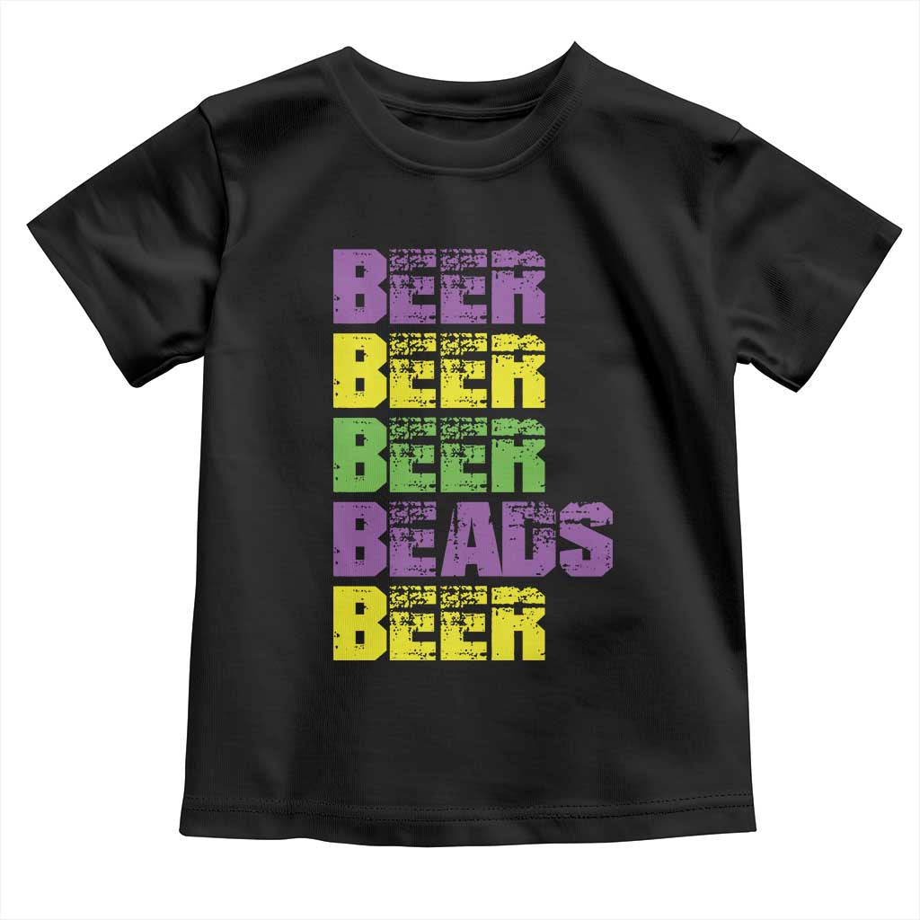 Funny Mardi Gras Toddler T Shirt Retro Beer Beads Fat Tuesday Festival Celebration TS10 Black Print Your Wear