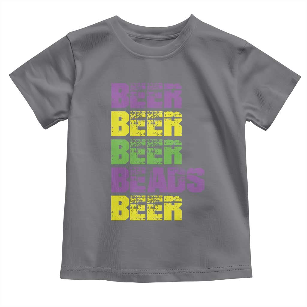 Funny Mardi Gras Toddler T Shirt Retro Beer Beads Fat Tuesday Festival Celebration TS10 Charcoal Print Your Wear