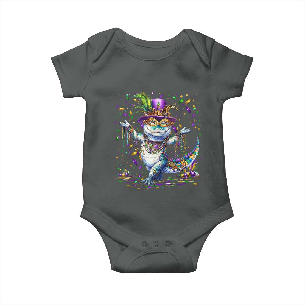 Mardi Gras Crocodile Baby Onesie Mardigator Alligator Costume Carnival New Orleans Louisiana TS10 Dark Heather Print Your Wear