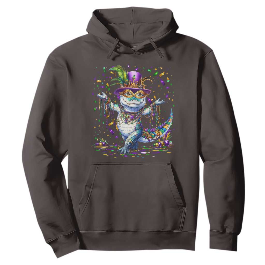 Mardi Gras Crocodile Hoodie Mardigator Alligator Costume Carnival New Orleans Louisiana TS10 Dark Chocolate Print Your Wear