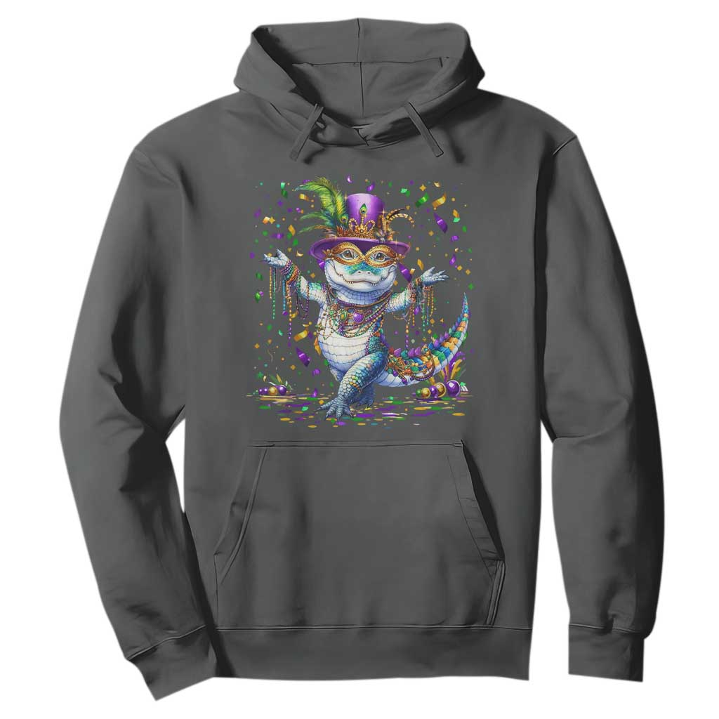 Mardi Gras Crocodile Hoodie Mardigator Alligator Costume Carnival New Orleans Louisiana TS10 Dark Heather Print Your Wear
