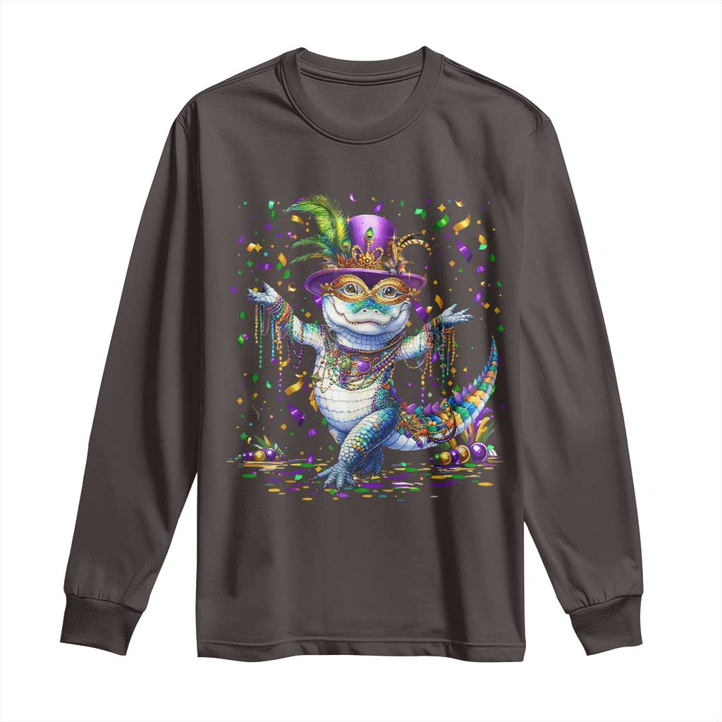 Mardi Gras Crocodile Long Sleeve Shirt Mardigator Alligator Costume Carnival New Orleans Louisiana TS10 Dark Chocolate Print Your Wear