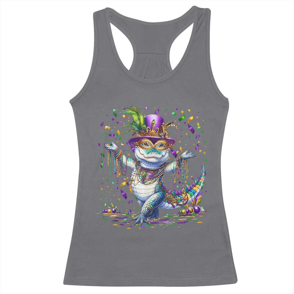 Mardi Gras Crocodile Racerback Tank Top Mardigator Alligator Costume Carnival New Orleans Louisiana TS10 Charcoal Print Your Wear