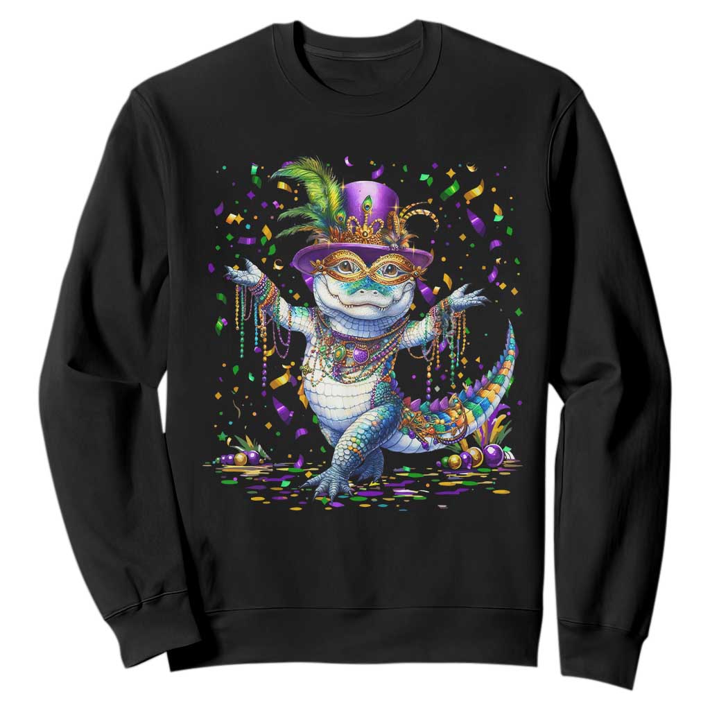 Mardi Gras Crocodile Sweatshirt Mardigator Alligator Costume Carnival New Orleans Louisiana TS10 Black Print Your Wear