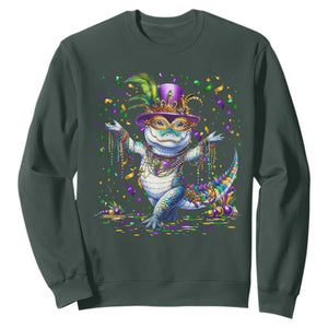 Mardi Gras Crocodile Sweatshirt Mardigator Alligator Costume Carnival New Orleans Louisiana TS10 Dark Forest Green Print Your Wear