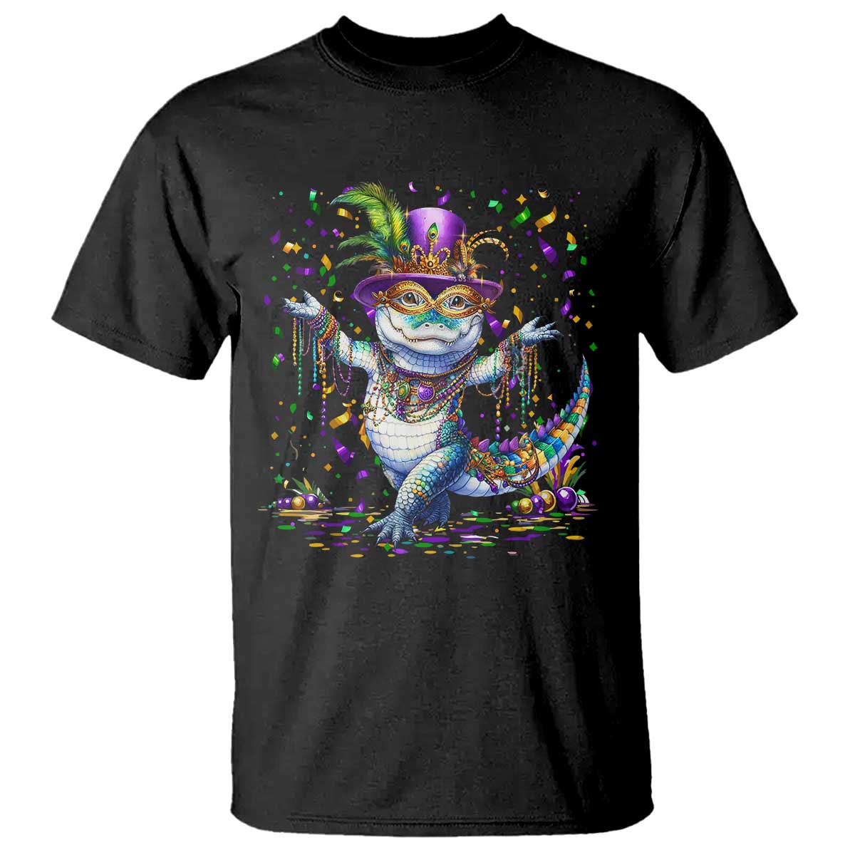 Mardi Gras Crocodile T Shirt Mardigator Alligator Costume Carnival New Orleans Louisiana TS10 Black Print Your Wear