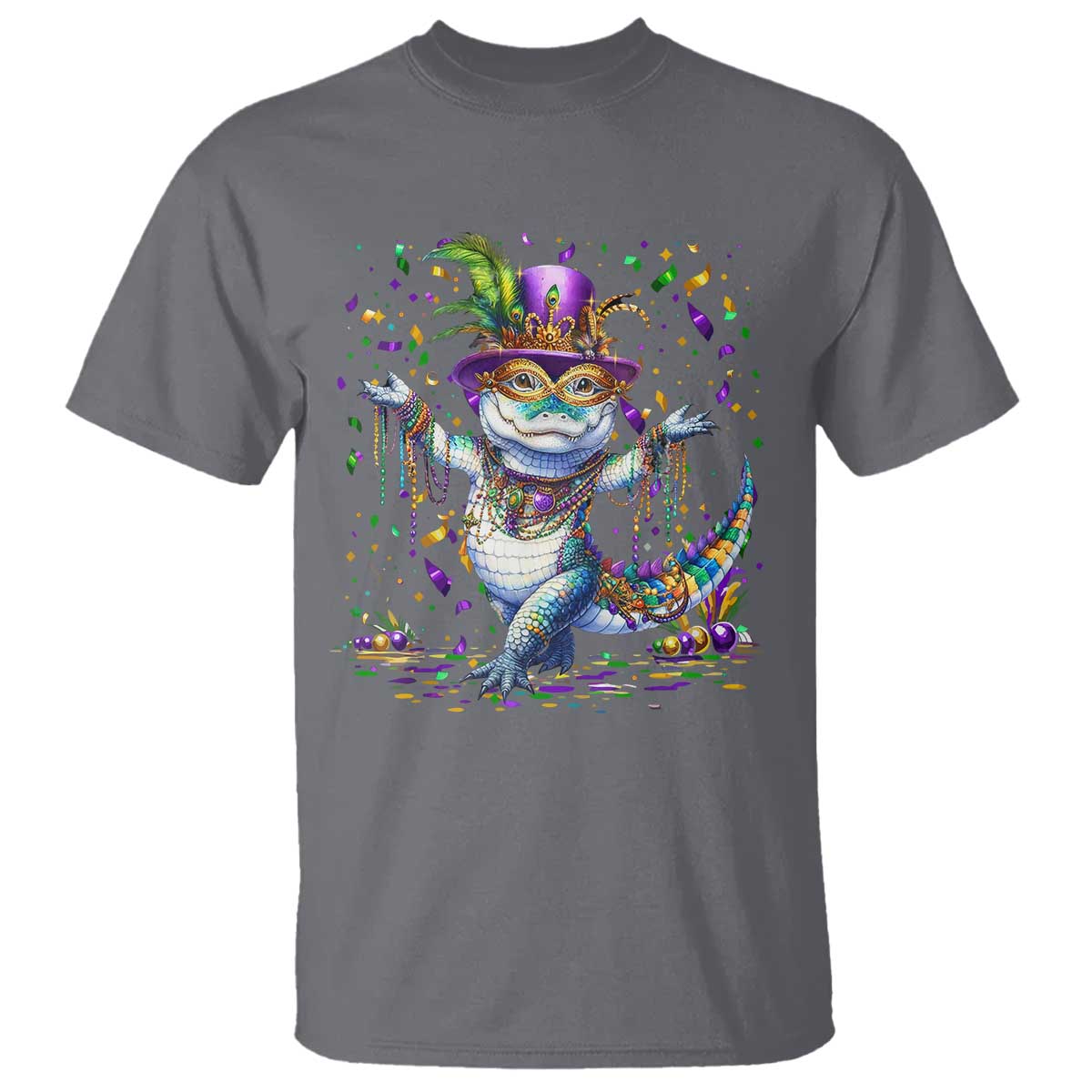 Mardi Gras Crocodile T Shirt Mardigator Alligator Costume Carnival New Orleans Louisiana TS10 Charcoal Print Your Wear