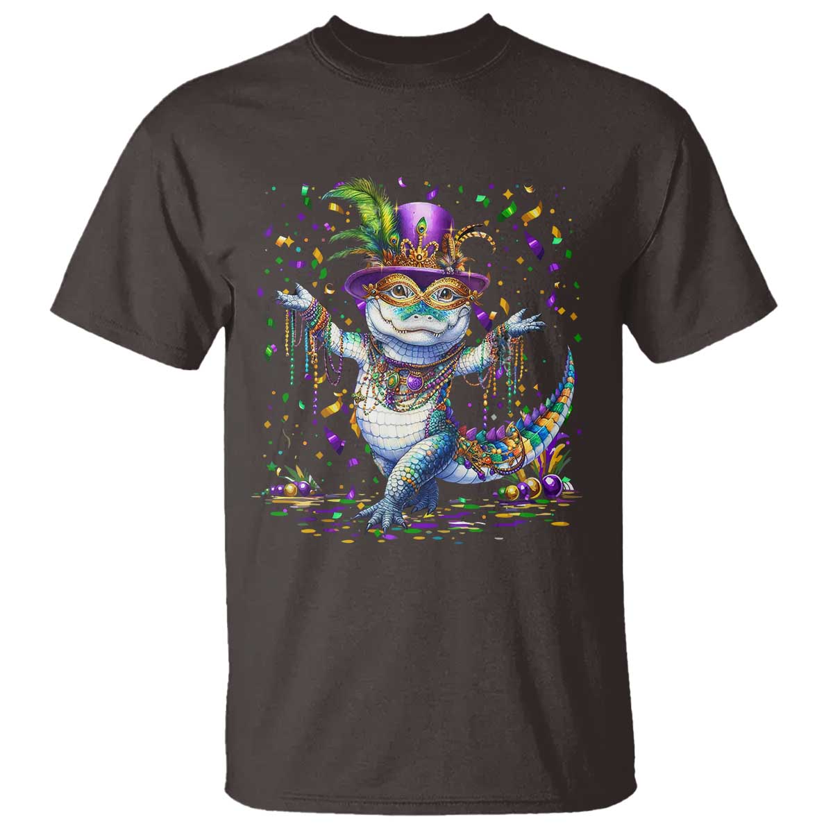 Mardi Gras Crocodile T Shirt Mardigator Alligator Costume Carnival New Orleans Louisiana TS10 Dark Chocolate Print Your Wear