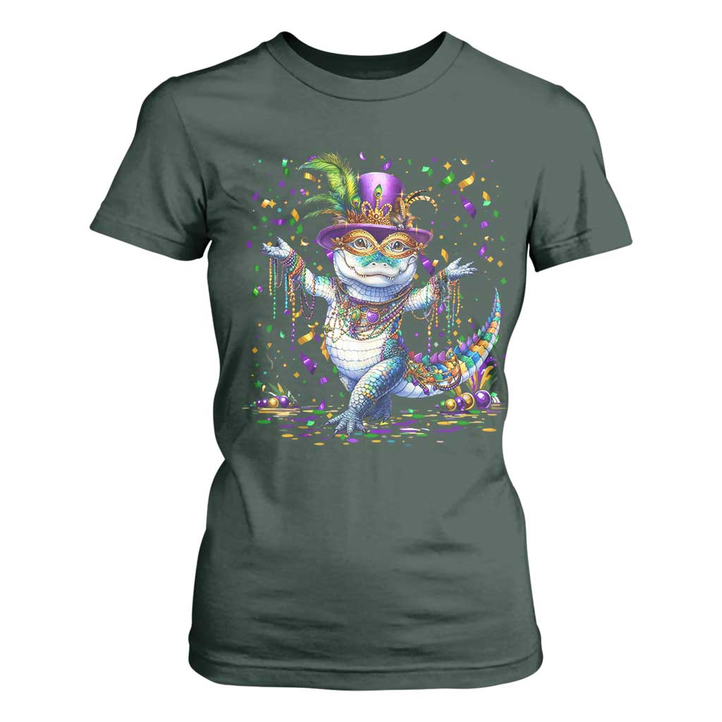 Mardi Gras Crocodile T Shirt For Women Mardigator Alligator Costume Carnival New Orleans Louisiana TS10 Dark Forest Green Print Your Wear
