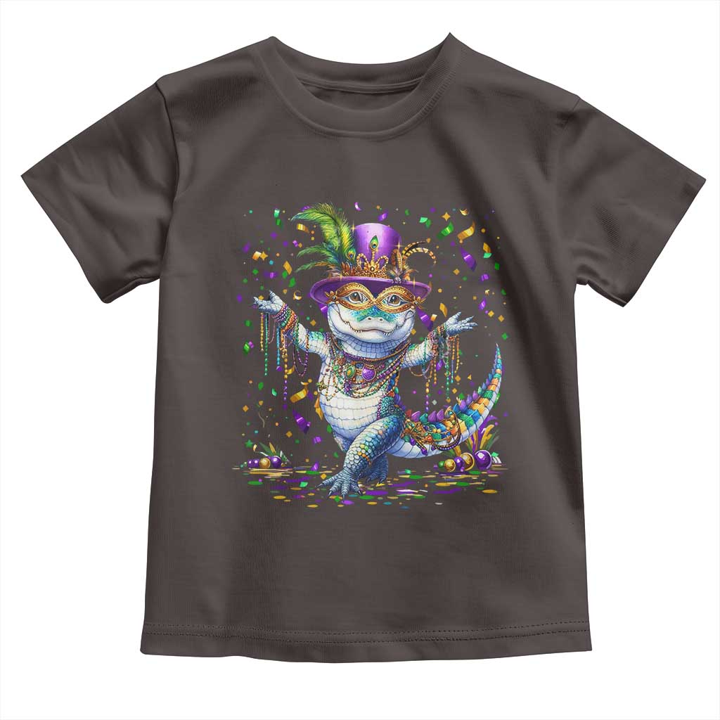 Mardi Gras Crocodile Toddler T Shirt Mardigator Alligator Costume Carnival New Orleans Louisiana TS10 Dark Chocolate Print Your Wear