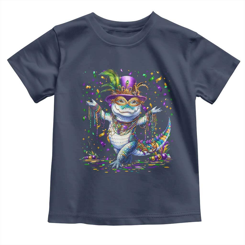 Mardi Gras Crocodile Toddler T Shirt Mardigator Alligator Costume Carnival New Orleans Louisiana TS10 Navy Print Your Wear