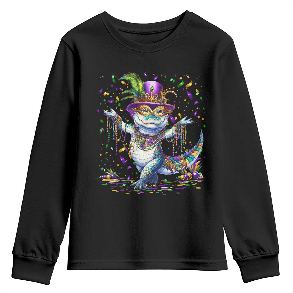 Mardi Gras Crocodile Youth Sweatshirt Mardigator Alligator Costume Carnival New Orleans Louisiana TS10 Black Print Your Wear