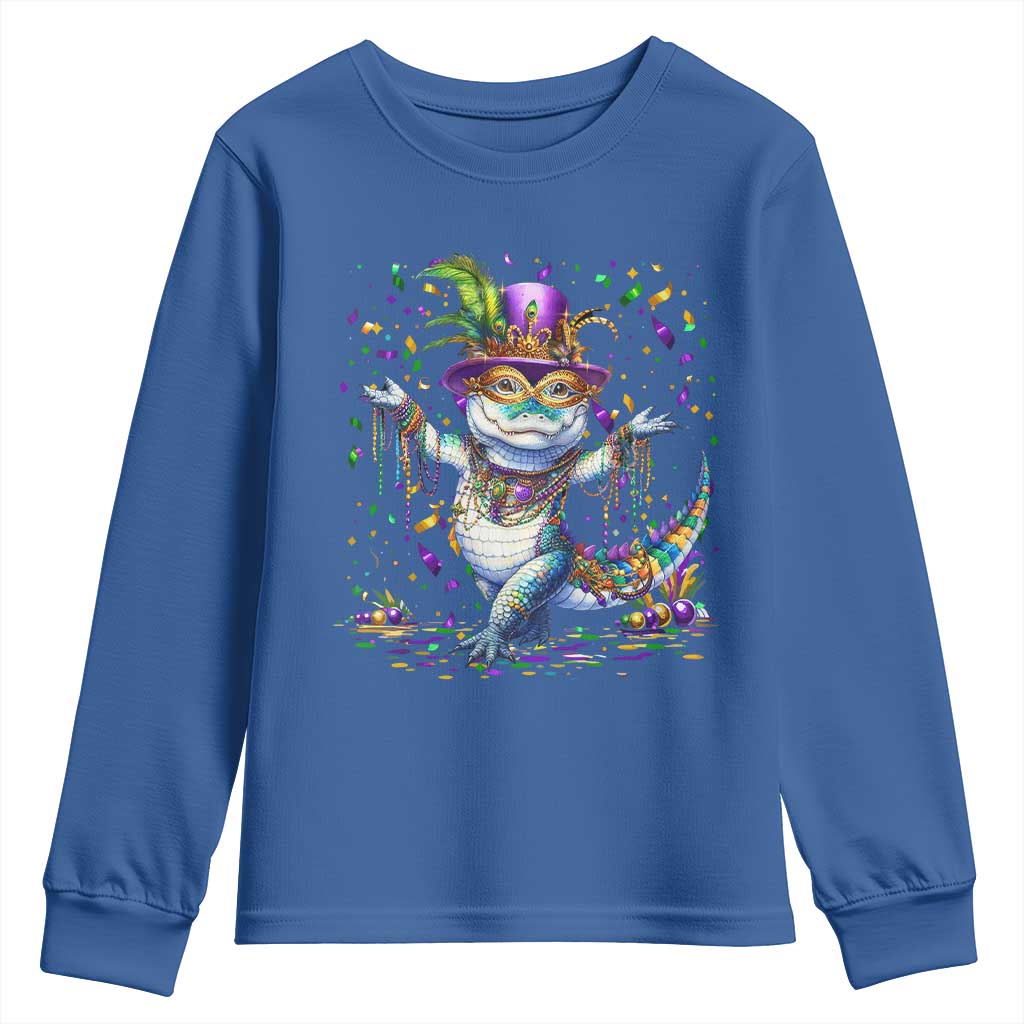 Mardi Gras Crocodile Youth Sweatshirt Mardigator Alligator Costume Carnival New Orleans Louisiana TS10 Royal Blue Print Your Wear