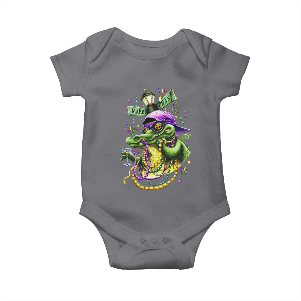 Mardi Gras Alligator Costume Baby Onesie Mardigator Crocodile Carnival New Orleans Louisiana TS10 Charcoal Print Your Wear