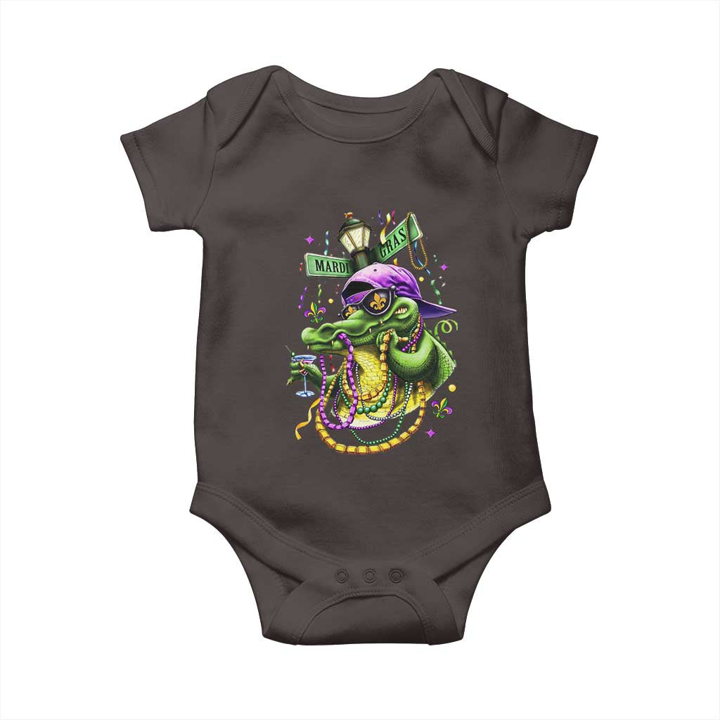 Mardi Gras Alligator Costume Baby Onesie Mardigator Crocodile Carnival New Orleans Louisiana TS10 Dark Chocolate Print Your Wear