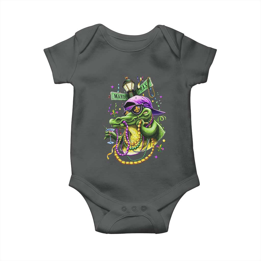 Mardi Gras Alligator Costume Baby Onesie Mardigator Crocodile Carnival New Orleans Louisiana TS10 Dark Heather Print Your Wear