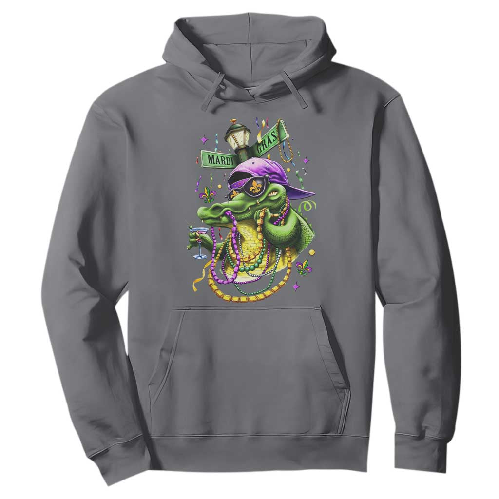 Mardi Gras Alligator Costume Hoodie Mardigator Crocodile Carnival New Orleans Louisiana TS10 Charcoal Print Your Wear