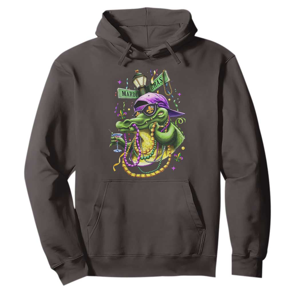 Mardi Gras Alligator Costume Hoodie Mardigator Crocodile Carnival New Orleans Louisiana TS10 Dark Chocolate Print Your Wear