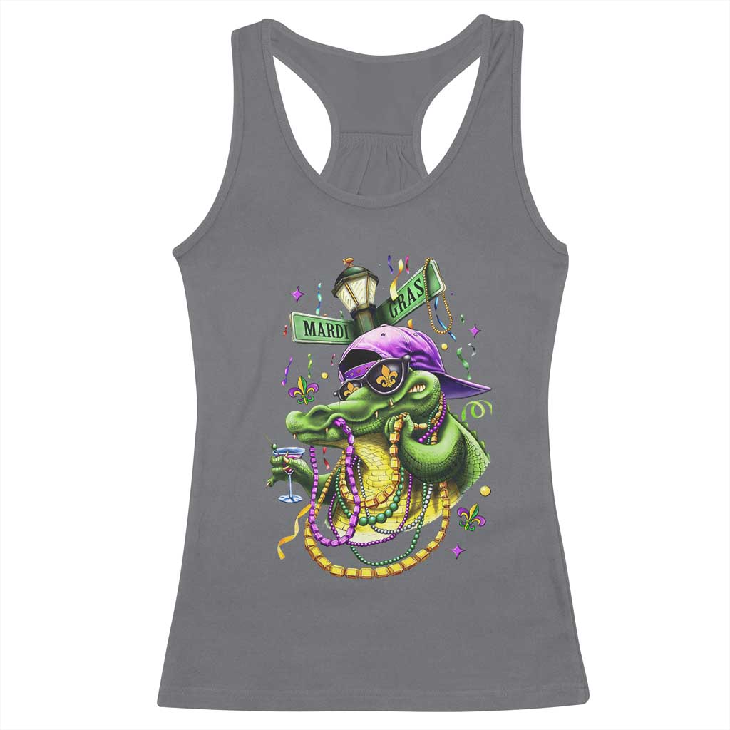 Mardi Gras Alligator Costume Racerback Tank Top Mardigator Crocodile Carnival New Orleans Louisiana TS10 Charcoal Print Your Wear