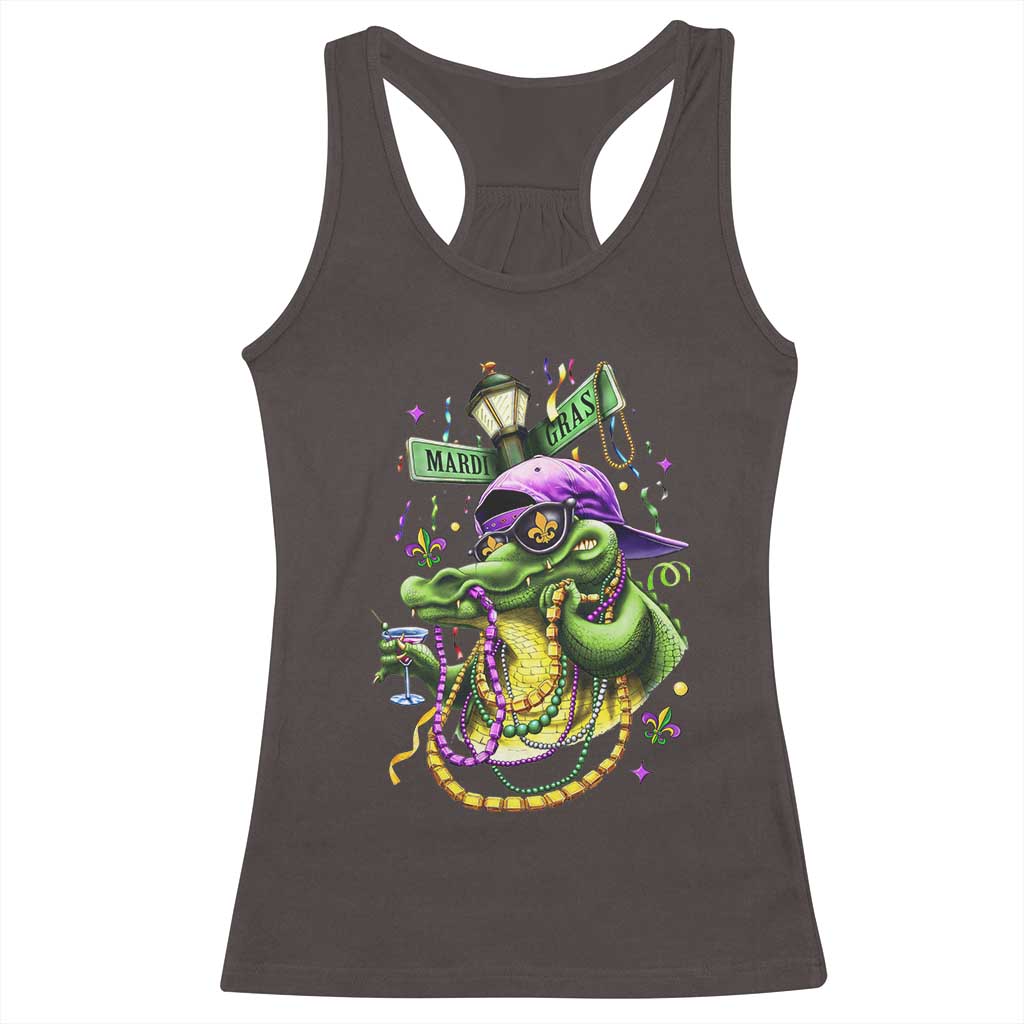 Mardi Gras Alligator Costume Racerback Tank Top Mardigator Crocodile Carnival New Orleans Louisiana TS10 Dark Chocolate Print Your Wear