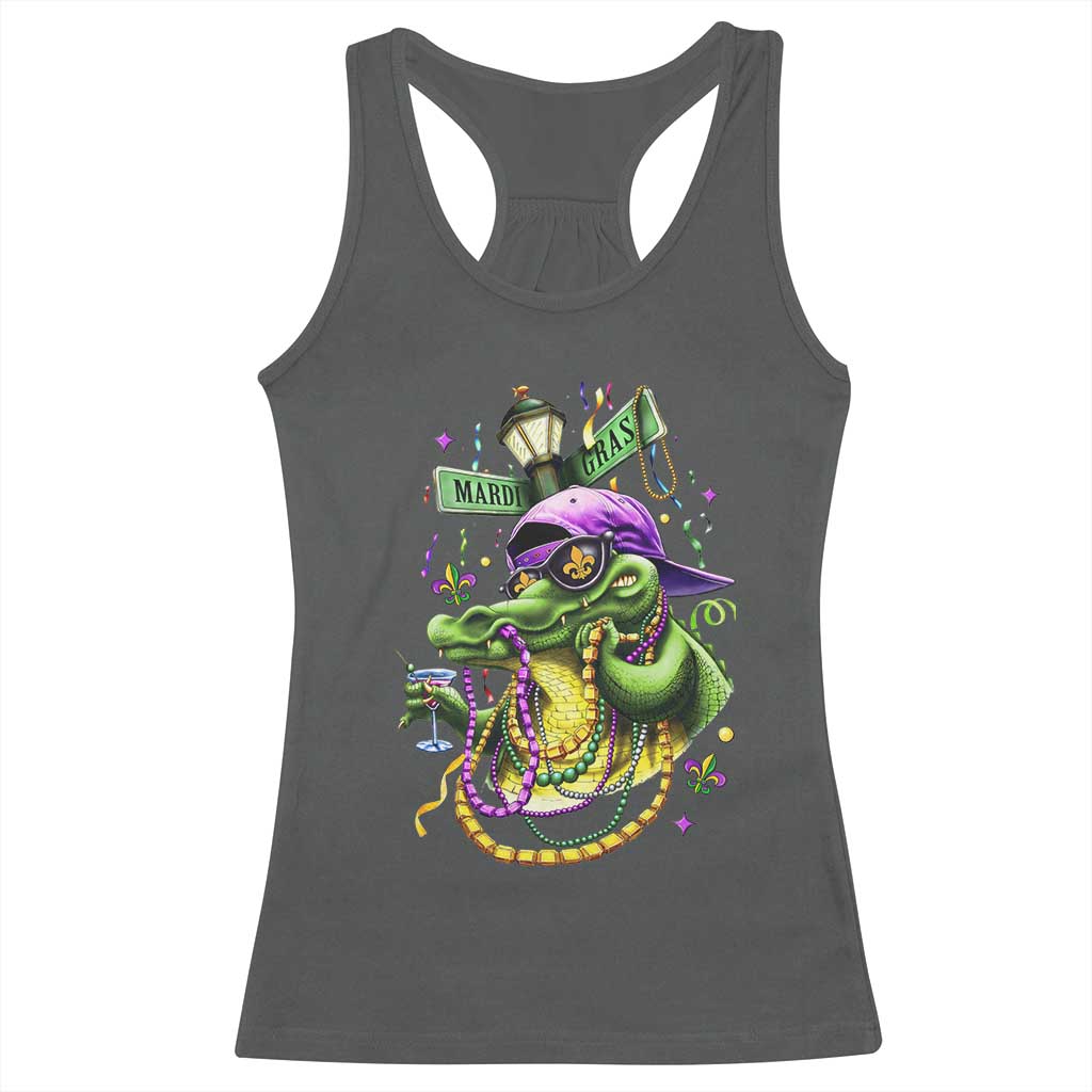 Mardi Gras Alligator Costume Racerback Tank Top Mardigator Crocodile Carnival New Orleans Louisiana TS10 Dark Heather Print Your Wear