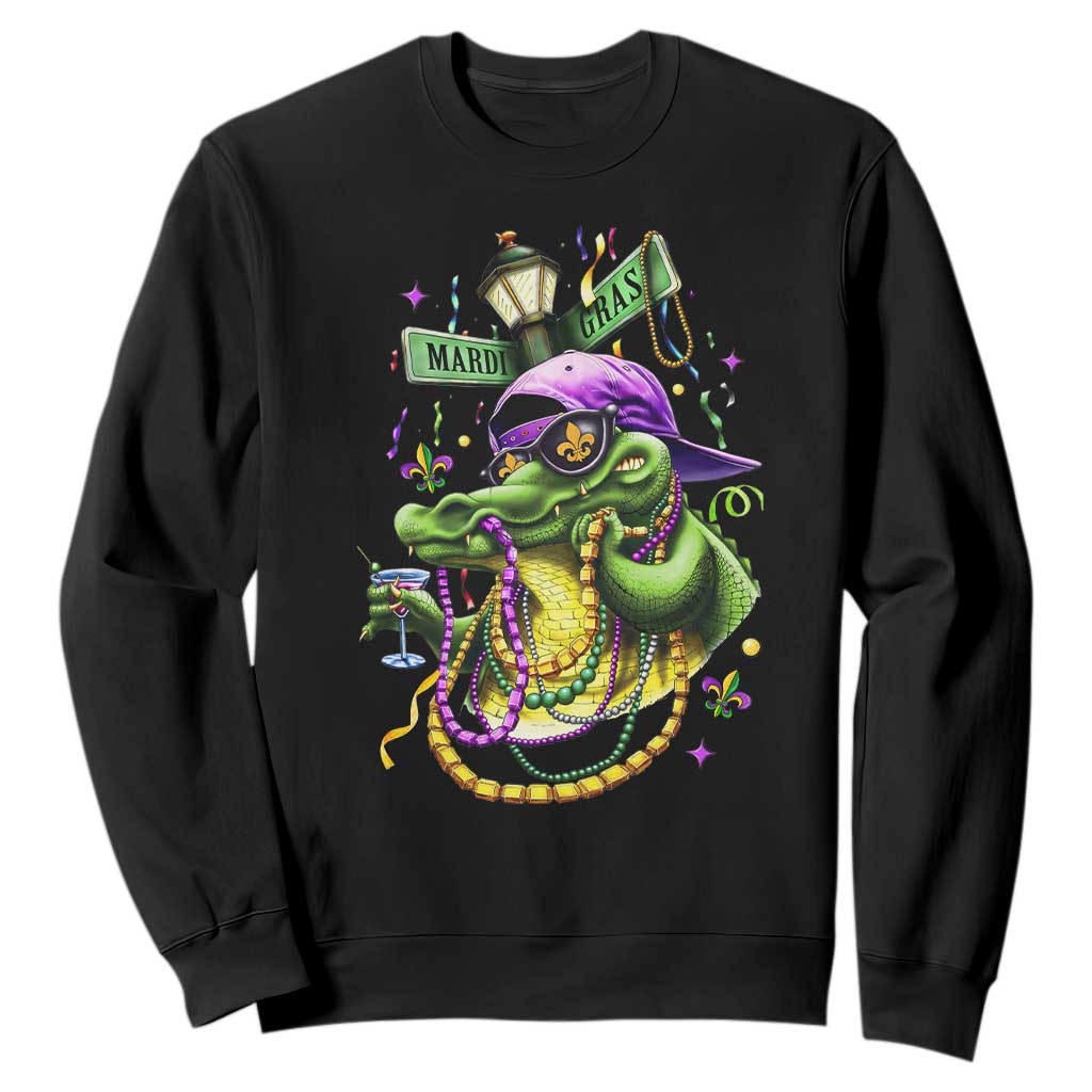 Mardi Gras Alligator Costume Sweatshirt Mardigator Crocodile Carnival New Orleans Louisiana TS10 Black Print Your Wear